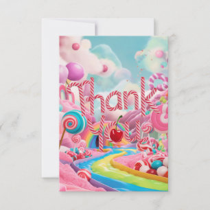 Wonderland Lollipop Candyland thank you card