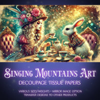 Wonderland Magic Girl and Rabbit Teatime Decoupage