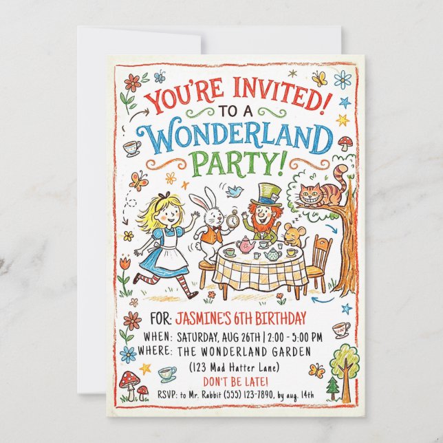 Wonderland Party Invitation (Front)