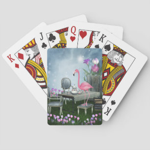 Wonderland Pink Flamingo Tea Party Playing Cards