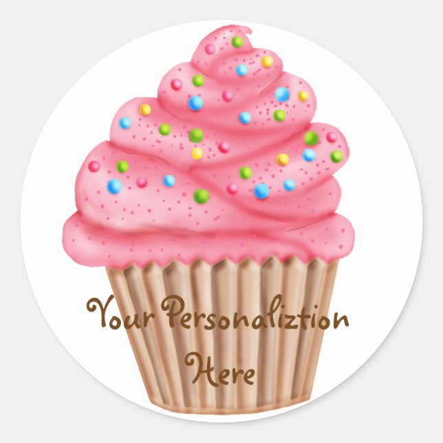Wonderland Sprinkles Cupcake Classic Round Sticker (Front)