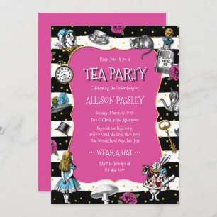 Wonderland Tea Party Hot Pink Invitation