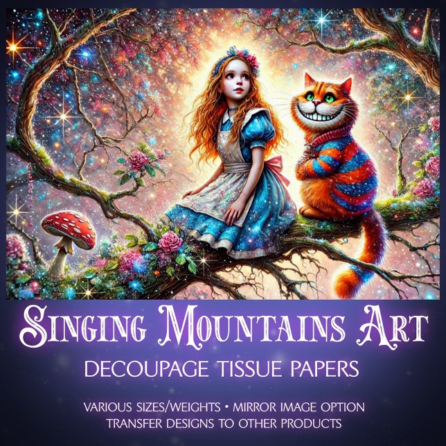 Wonderland Treetop Alice Cheshire Cat Decoupage Tissue Paper (Creator Uploaded)