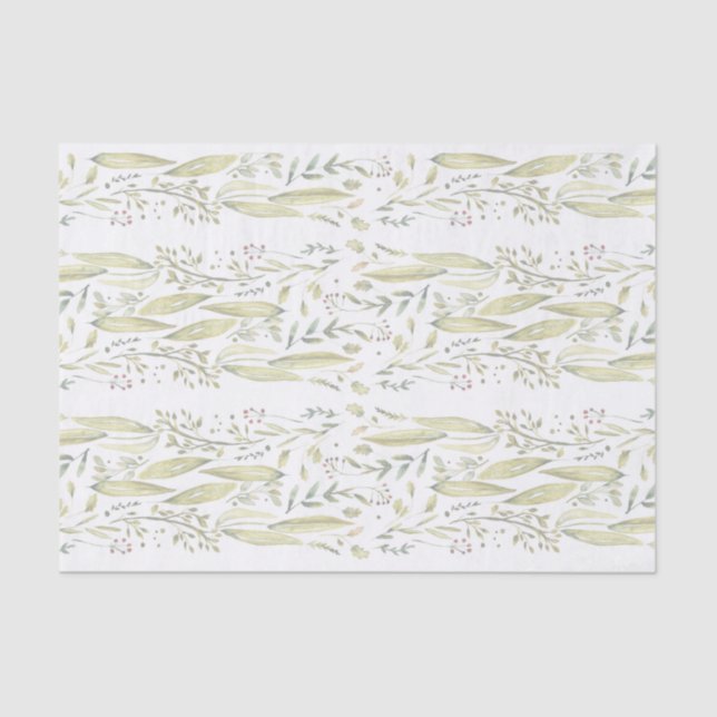 Wonderland Watercolor Floral Rustic Wedding Tissue Paper (Front)