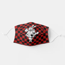 Wonderland White Rabbit Black & Red Checkerboard