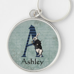 Wonderland White Rabbit Letter A Key Ring
