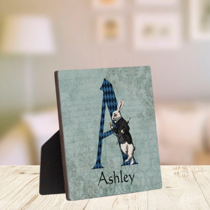 Wonderland White Rabbit Letter A Plaque