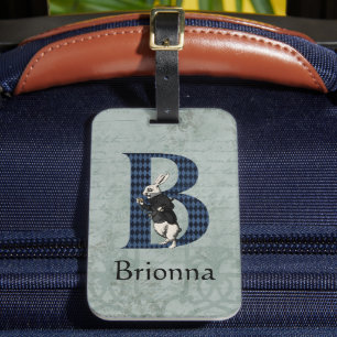 Wonderland White Rabbit Letter B Luggage Tag