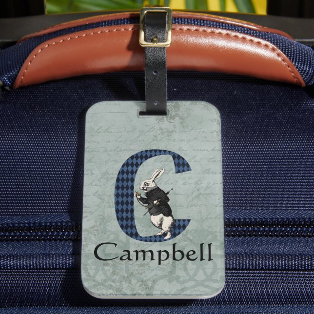 Wonderland White Rabbit Letter C Luggage Tag (Front Insitu 2)