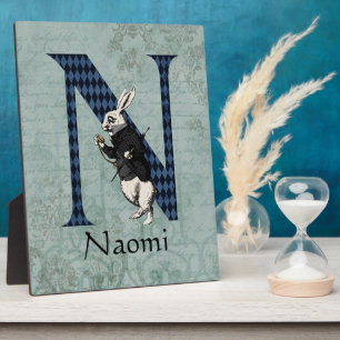 Wonderland White Rabbit Letter N  Plaque
