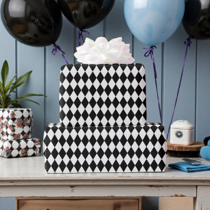 Wonderland with Black White Diamonds Birthday Wrapping Paper