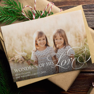 Wonders of His Love Christian Christmas One Photo Holiday Card
