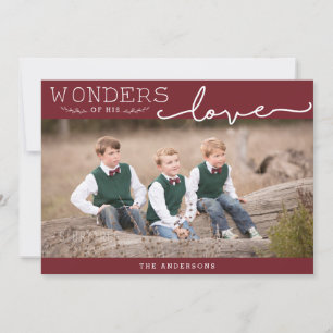 Wonders of His Love Custom Colour Modern Christmas Holiday Card