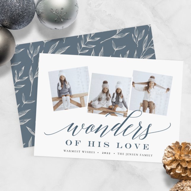 Wonders of His Love | Holiday Photo Collage Card (Creator Uploaded)