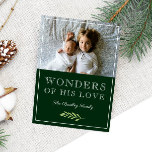 Wonders of His Love Laurel Leaf Branch Photo Holiday Card