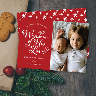 Wonders of His Love Religious Christmas Photo Holiday Card
