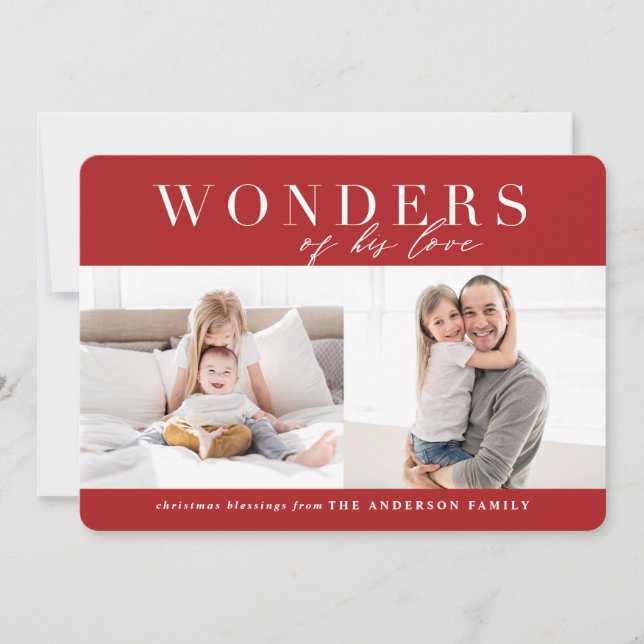 Wonders of his love religious multiphoto Christmas Holiday Card (Front)