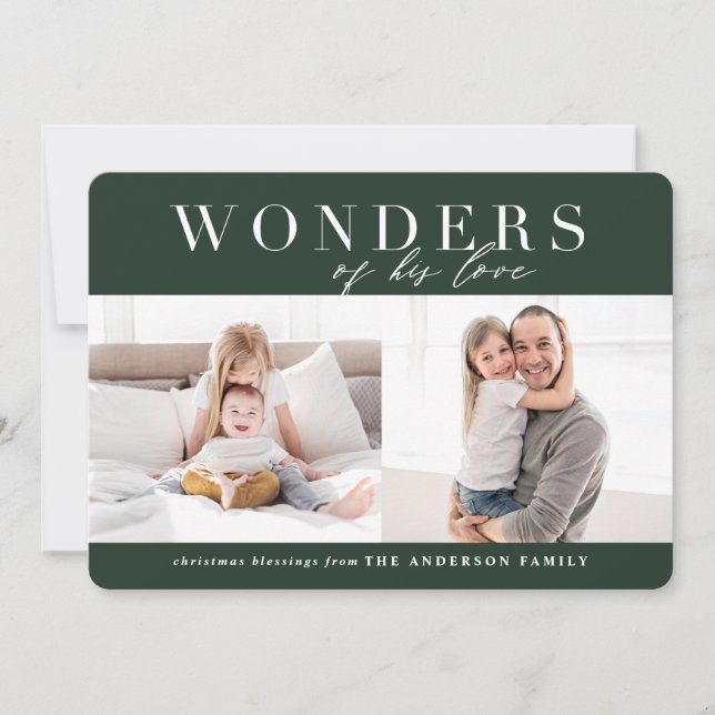 Wonders of his love religious multiphoto Christmas Holiday Card (Front)