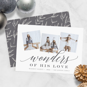 Wonders of His Love Religious Photo Collage Holiday Card