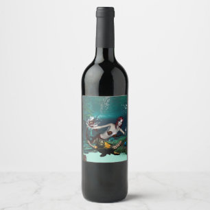 Wonderul mermaid with turtle wine label