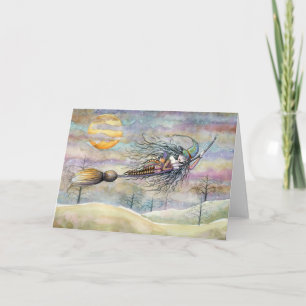 Wondrous Flight Halloween Witch Card