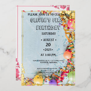 WONEderful Pink Floral 1st Birthday Invitation