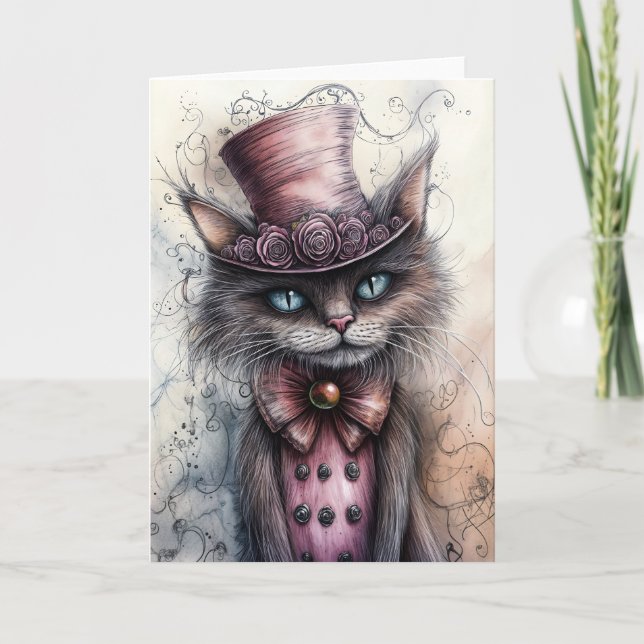 Wonka Cat Greeting Card (Front)