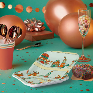 Wonky Houses Paper Plate