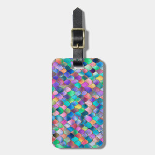 Wonky Rainbow Glitter Metal Mermaid Scales Luggage Tag