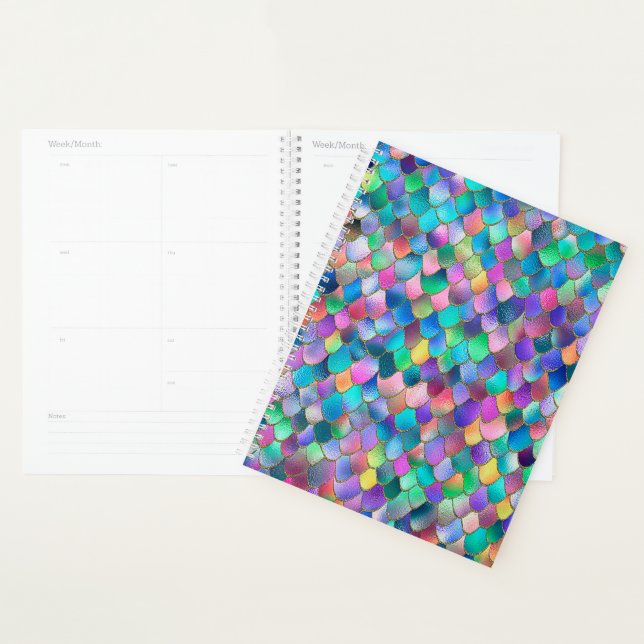 Wonky Rainbow Glitter Metal Mermaid Scales Planner (Display)
