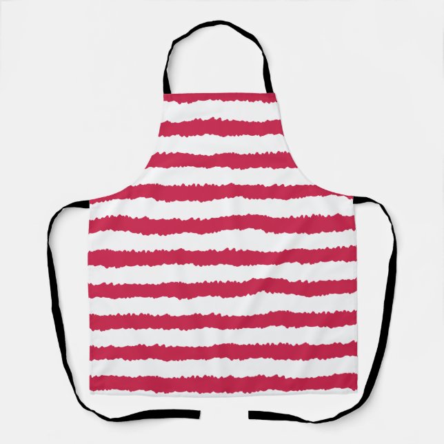 Wonky Red and White striped Apron (Front)
