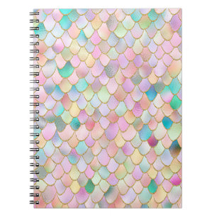 Wonky Trendy Rainbow Girl Metal Mermaid Scales Notebook
