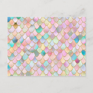 Wonky Trendy Rainbow Girl Metal Mermaid Scales Postcard