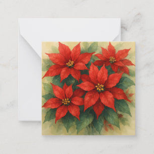 Wonky Zoo Christmas Flat Note Card – Red Flowers