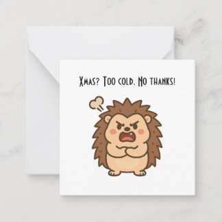 Wonky Zoo Christmas Moody Hedgehog- Flat Note Card