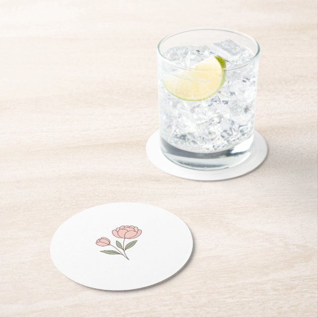 Wonky Zoo Peonies Paper Coaster (Insitu)