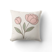 Wonky Zoo Peonies Throw Pillow