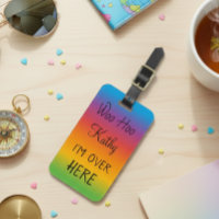 Woo Hoo I'm Over here Personalised Rainbow Luggage