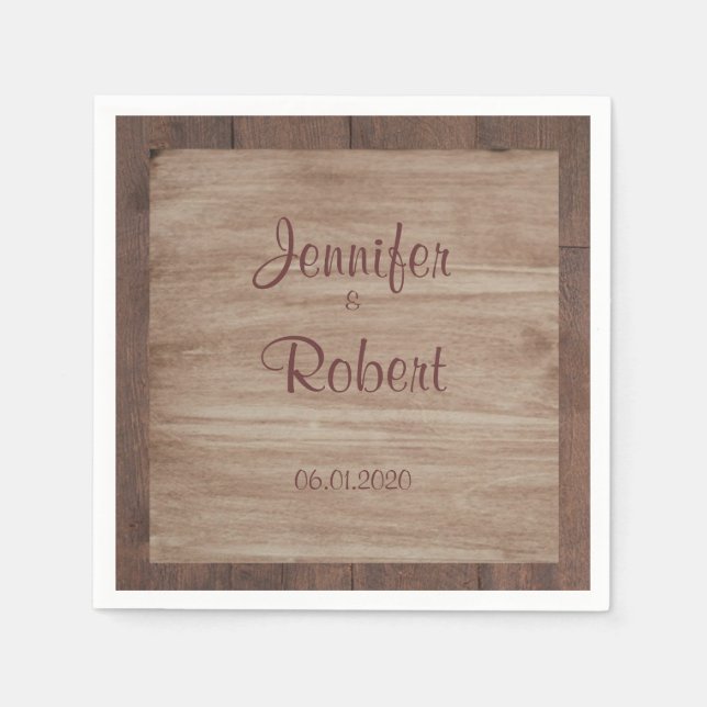 Wood and Birch Country Wedding Napkin (Front)