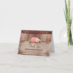 Wood and Burlap Rustic Floral Wedding Thank You Card