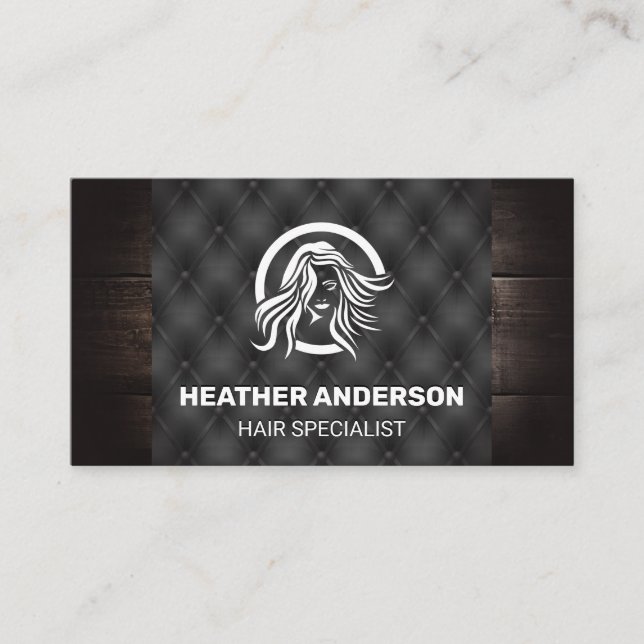 Wood and Button Fabric | Beauty Logo Business Card (Front)