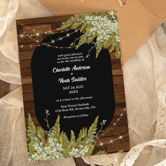 Wood and Greenery Rustic Wedding Invitation (Creator Uploaded)