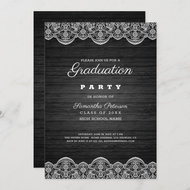 Wood And Lace Invitation (Front/Back)