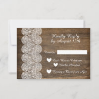 Wood and Lace RSVP for a rustic wedding