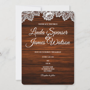 Wood and Lace Rustic Country Wedding Invitation