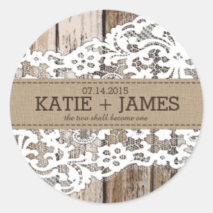Wood and Lace Rustic Country Wedding Label