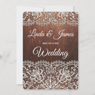 Wood and Lace Wedding Invitation