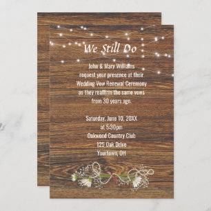 Wood and Light String Vow Renewal  Invitation
