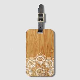 Wood and Mandala Luggage Tag