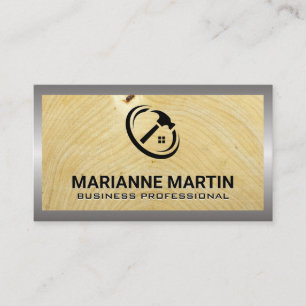 Wood and Metal Home Hammer Logo Business Card